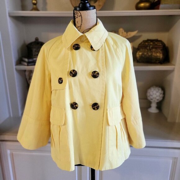 Style & Co  Swing  Yellow Rain Coat /  Peacock  Jacket  -  L - Picture 5 of 10